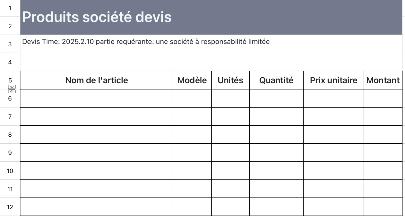 Produits société devis